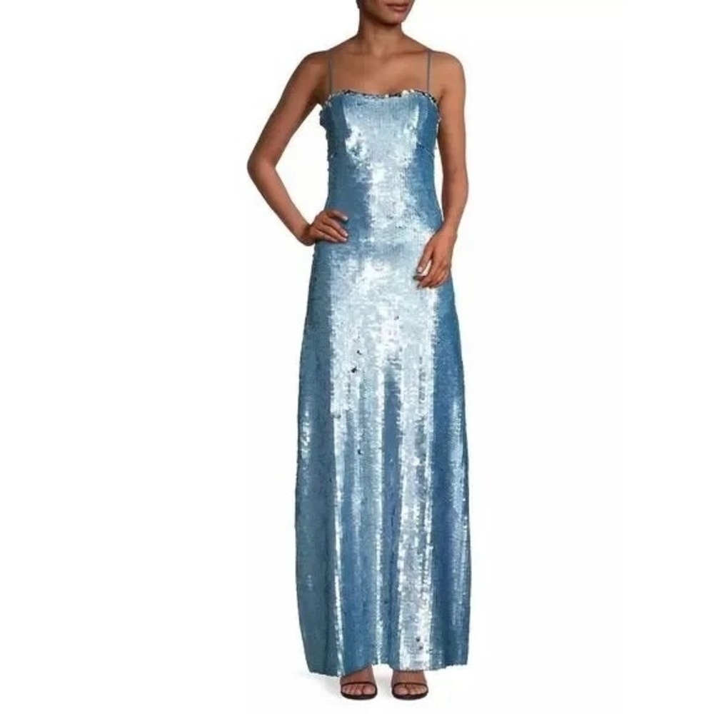NWT | Ramy Brook Lockwood Sequined Misty Blue Maxi Gown Size 4 Retail $695